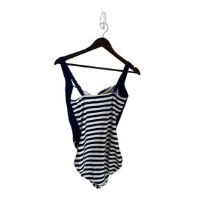 Glow & grown sz small blue striped one‎ piece maternity swimsuit womens